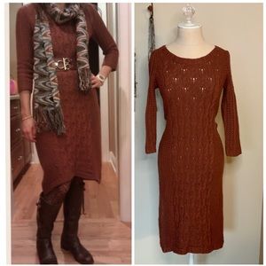 Anthropologie Sparrow Rust Brown Sweater Dress XS